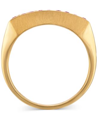Men's Multi Lab Grown Gemstone Flag Ring (1-3/4 ct. t.w.) in 14k Gold-Plated Sterling Silver