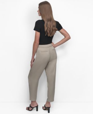 Women's Elastic Waist-Back Zipper Trousers