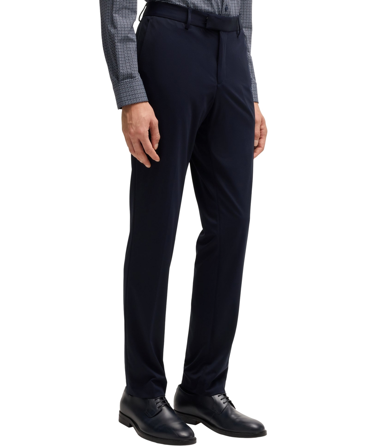 HUGO BOSS BOSS BY HUGO BOSS MEN'S PATTERNED PERFORMANCE STRETCH SLIM-FIT SUIT 