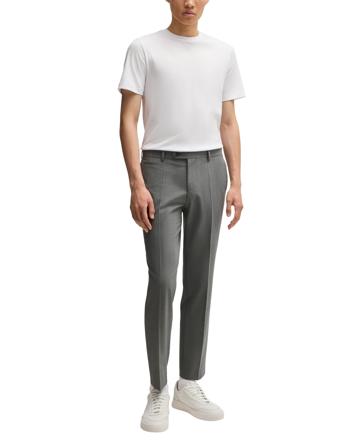 Hugo Boss Boss By  Men's Slim-fit Super-stretch Trousers In Dark Gray
