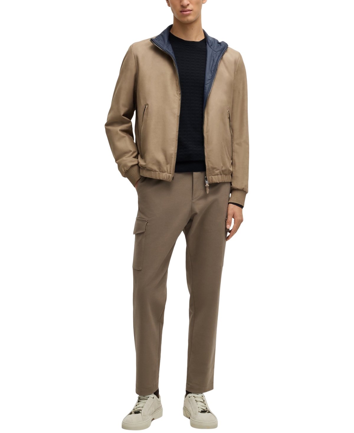 Hugo Boss Boss By  Men's Silk Regular-fit Knit Structure Sweater In Dark Blue
