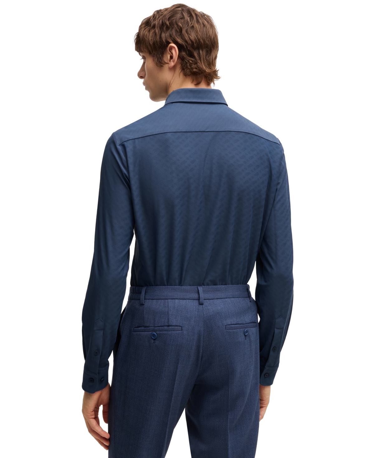 Hugo Boss Boss By  Men's Slim-fit Performance-stretch Jacquard Shirt In Open Blue