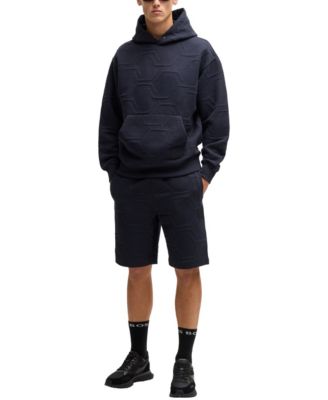 Hugo Boss Boss By  Mens Hexagonal Quilting Hoodie Shorts Set In Blue