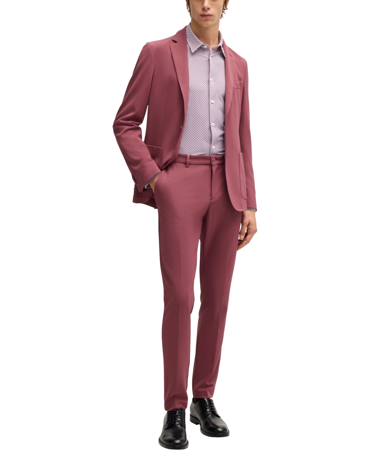 HUGO BOSS BOSS BY HUGO BOSS MEN'S PRINTED SLIM-FIT PERFORMANCE-STRETCH SHIRT 