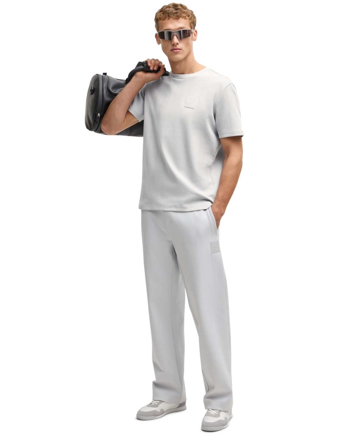 Hugo Boss Boss By  Men's Drop-stitch Detail Relaxed-fit T-shirt In Open Gray