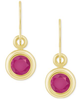 Sapphire Bezel Fish Hook Drop Earrings (3/4 ct. t.w.) in 10k Gold (Also Available in Ruby & Emerald)