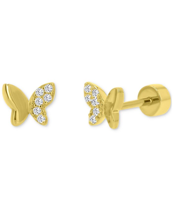 Cubic Zirconia Butterfly Stud Earrings (1/10 ct. t.w.) in 14k Gold-Plated