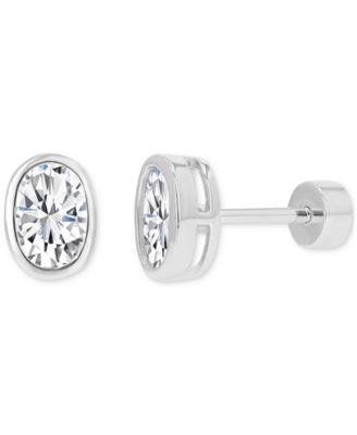 Macy's - Cubic Zirconia Oval Stud Earrings (1-3/8 ct. t.w.) in 14k Gold-Plated Sterling Silver