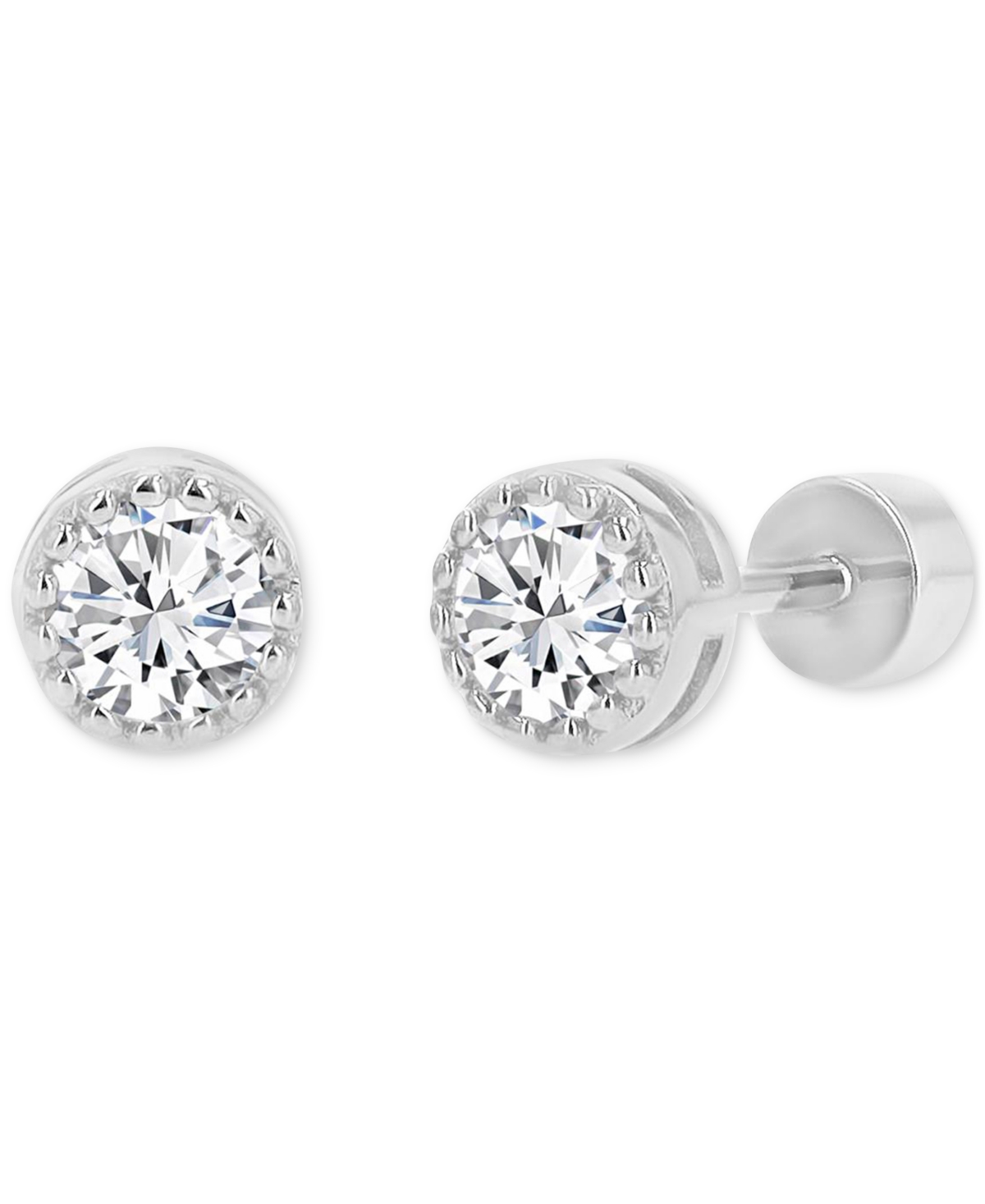 Macy's Cubic Zirconia Stud Earrings (3/8 Ct. T.w.) In 14k Gold-plated Sterling Silver In Silver