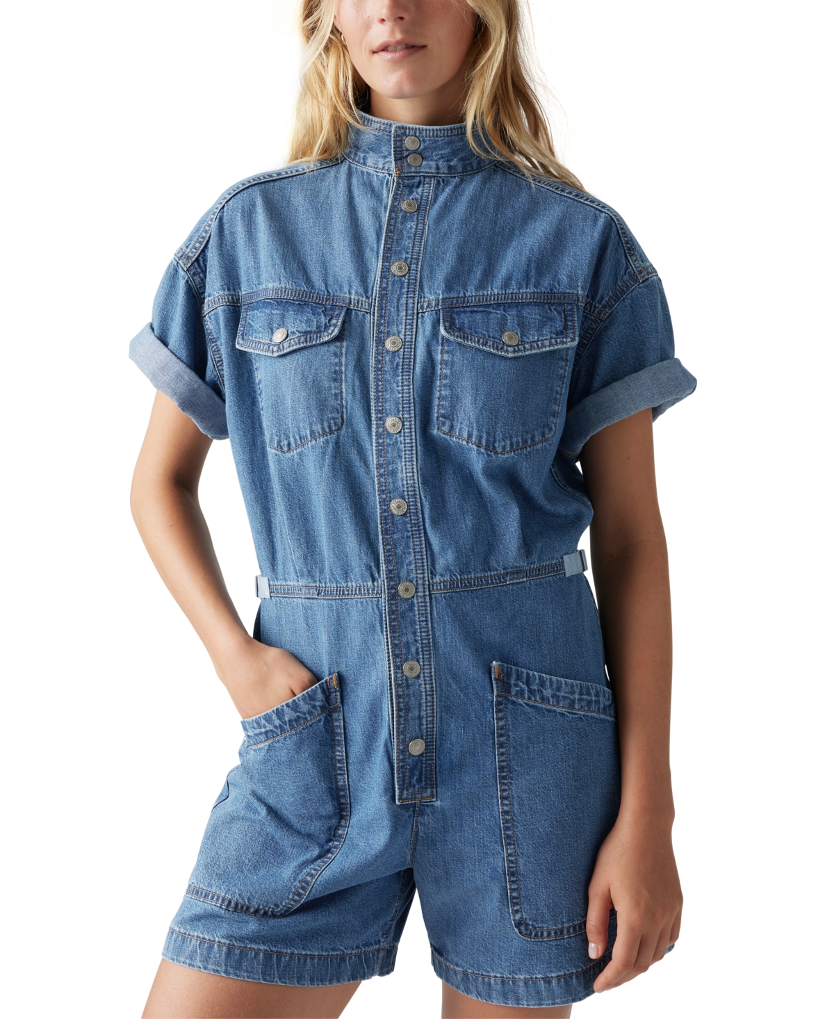 LEVI'S PREMIUM WOMEN'S SHORT-SLEEVE SURPLUS ROMPER 