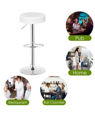 Round Leather Seat Chrome Leg Adjustable Hydraulic Swivel 1 PC Bar Stool