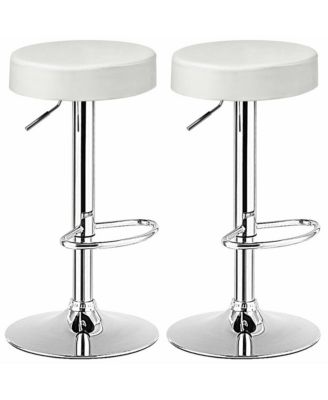 2PCS Adjustable Swivel Bar Stool PU Leather Kitchen Counter Bar Chairs