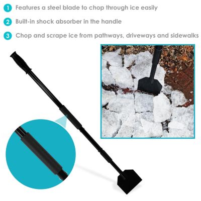 Outdoor Steel Shock-Absorbing Ice Chopper and Scraper with Extra Thick Blade and Foam Grip - 47"