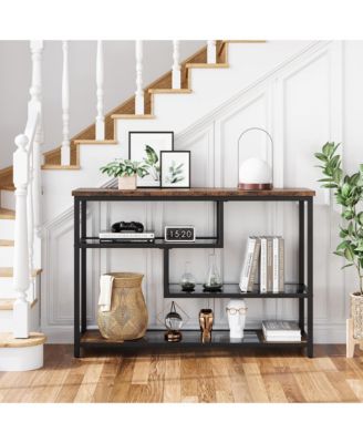 39.4'' Narrow Sofa Table with 4 Tiers Storage Shelf Entryway Table Wood Console Table Thin Sofa Table Side Table Hallway Table for Living Room, Foyer, Hallway, Entrance