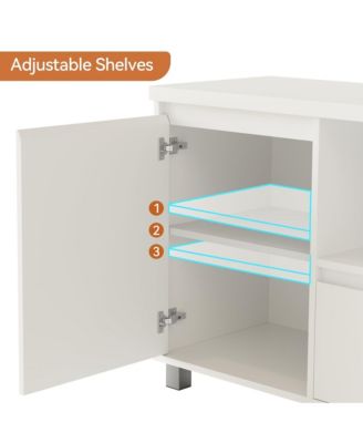 Fluted TV Stand for 65 Inch TV, Entertainment Center with Storage Drawer