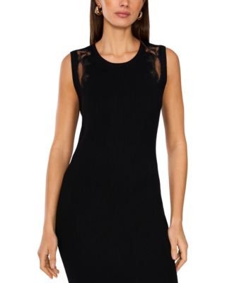Women's Embroidered Ribbed Sleeveless Midi Dress
