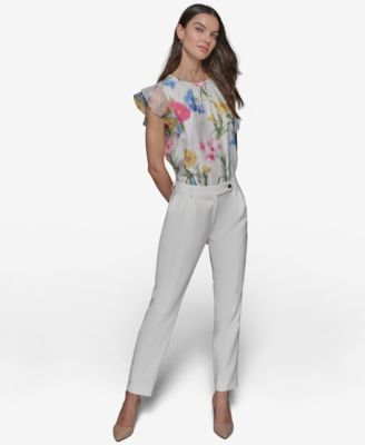 Women's Pleated Straight-Leg Pants