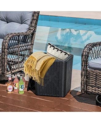 11.5 Gallon Water-proof Deck Box with Removable Lid Storage Container Side Table