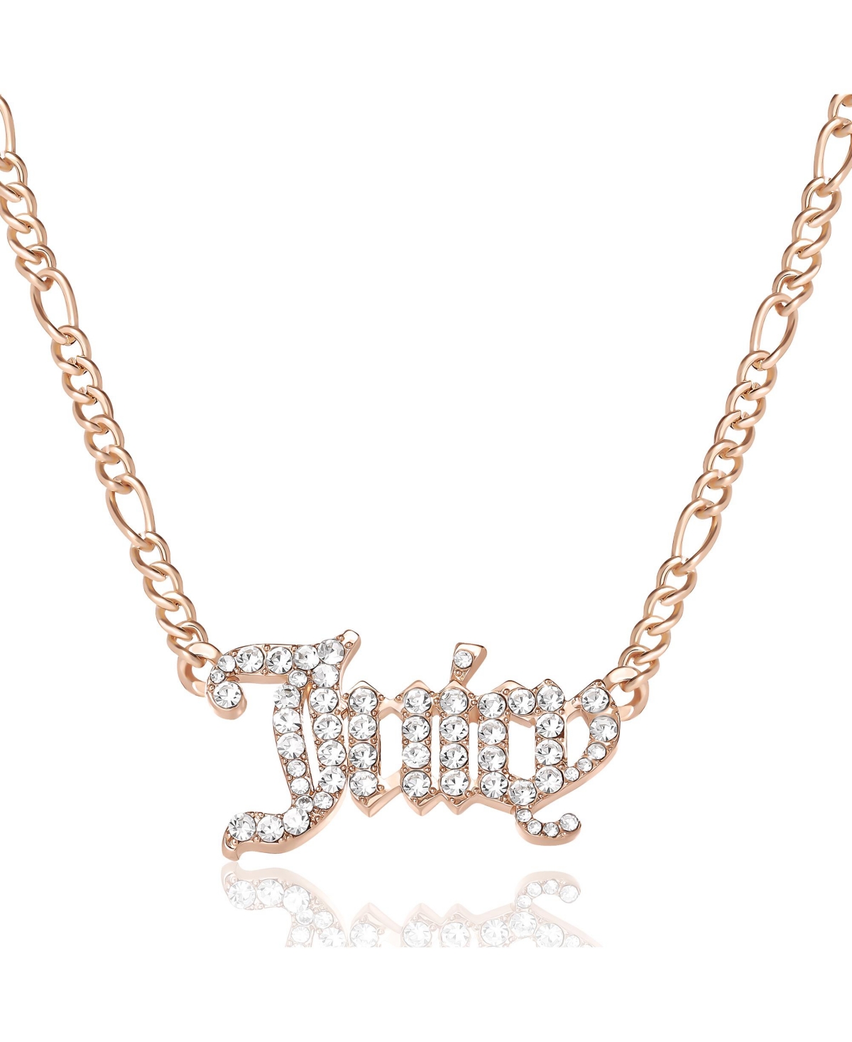 Crystal Script Logo Chain Necklace - Gold tone