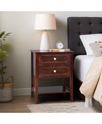 Nightstand End Side Table with 2 Drawers for Convenient Storage and Modern Design