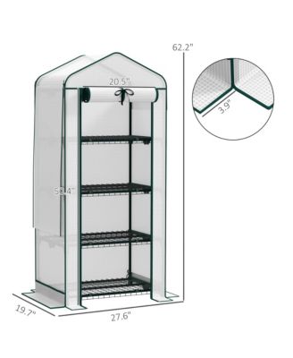 4-Tier Mini Greenhouse with Screen Roof and Reinforced PE Cover