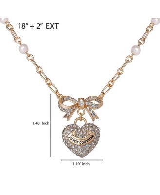 Gold-Tone Pearl Heart Pendant Necklace