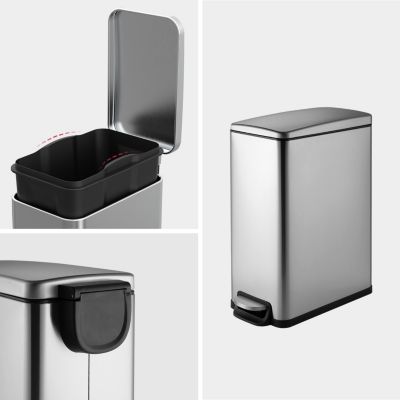 11.9 Gallon/ 45 Liter + Two 1.6 Gallon/6 Liter Rectangular Step-on Trash Can Set For Bathroom and Kitchen