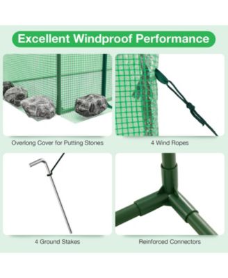 Outdoor Portable PE Cover Heavy-Duty Metal Frame Roll-up Zipper Door Walk-in Greenhouse