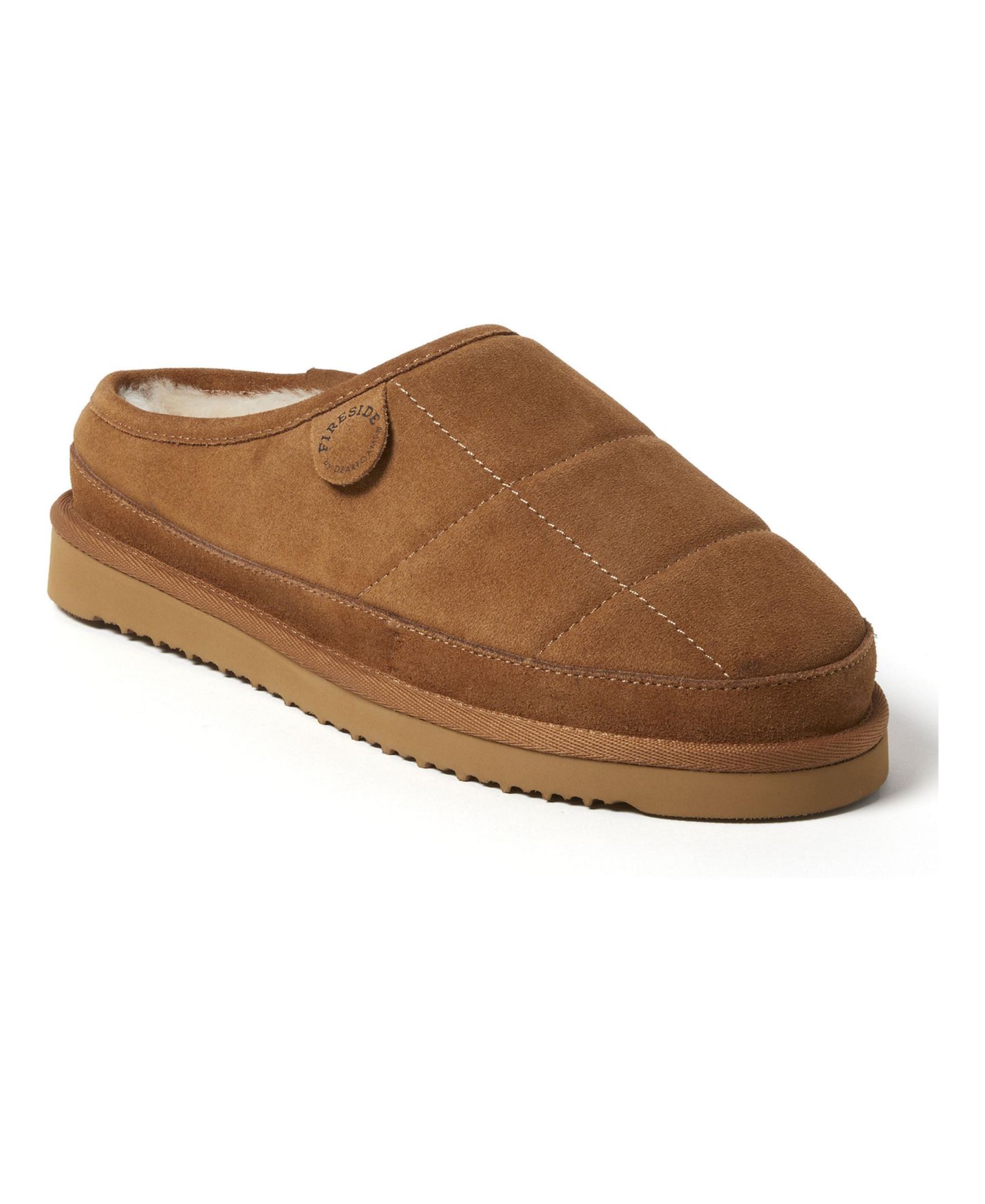Мужские сабо Dearfoams Fireside by Grafton Quilted Genuine Shearling Clog Slipper, цвет: Каштановый — фото 1