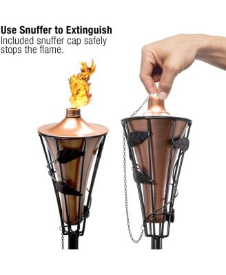 4 Pack 5ft Outdoor Metal Patio Torches - Includes Fiberglass Wick and Snuffer Cap