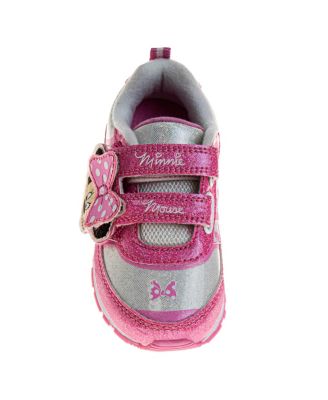 Toddler and Little Girls Minnie Mouse Hook and Loop Light Up Sneakers
