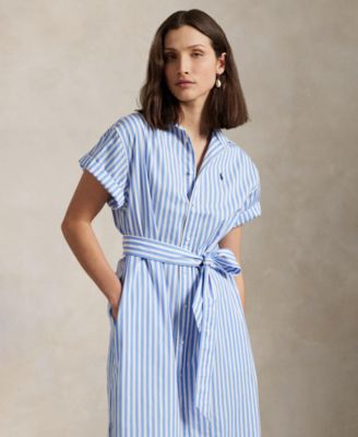 POLO RALPH LAUREN* ポロ BELTED STRIPED COTTON シャツ ドレス Polo Ralph Lauren Women's Belted Striped Cotton Shirtdress