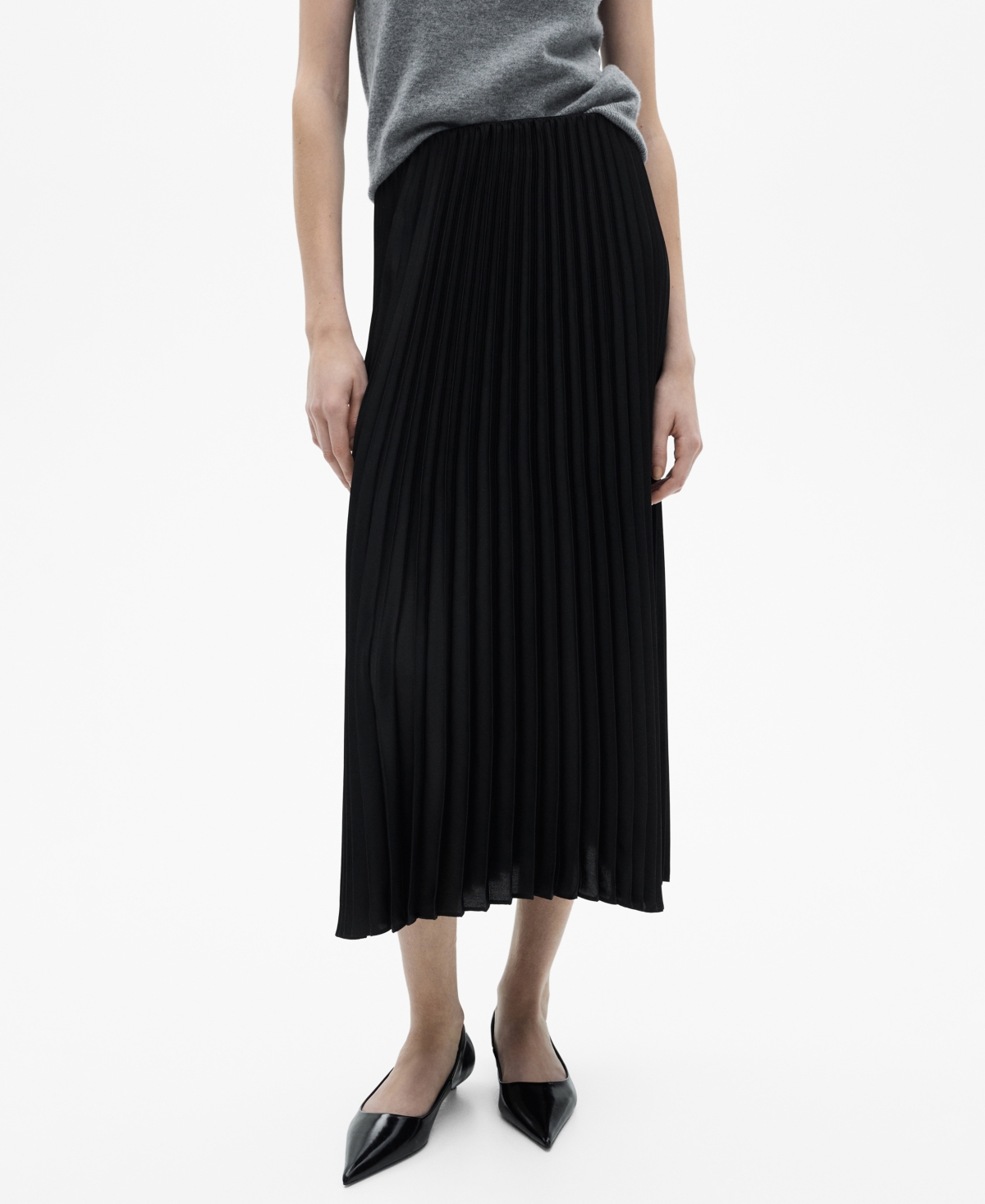 Women's Straight Pleated Skirt - Black