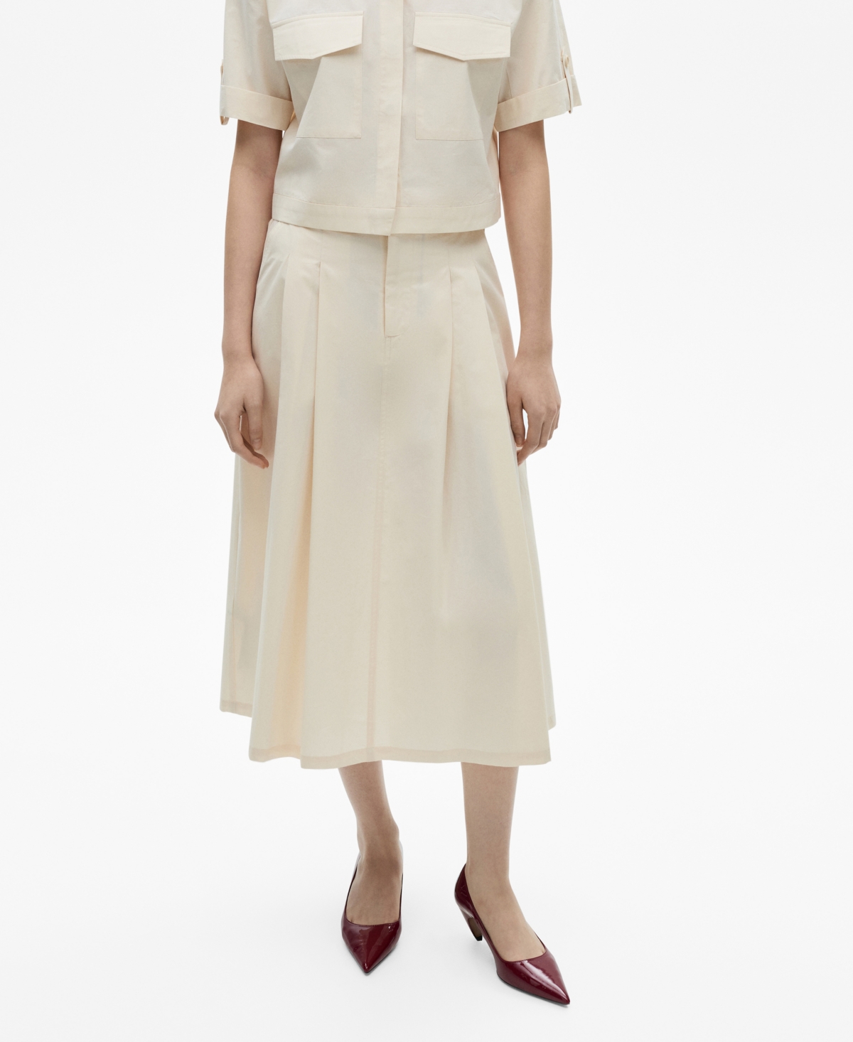 MANGO WOMEN'S PLEATED MIDI-SKIRT 