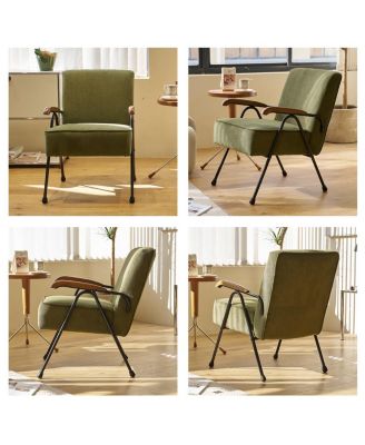 Modern Accent Chair High Back, Living Room Chairs with Metal Legs and Soft Padded