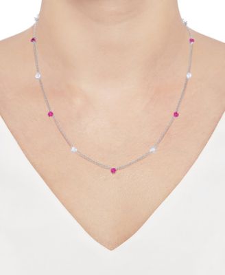 Lab Created Ruby (5-1/2 ct. t.w.) & White Sapphire (5-1/2 ct. t.w.) Heart Necklace, Bracelet & Earrings in Sterling Silver