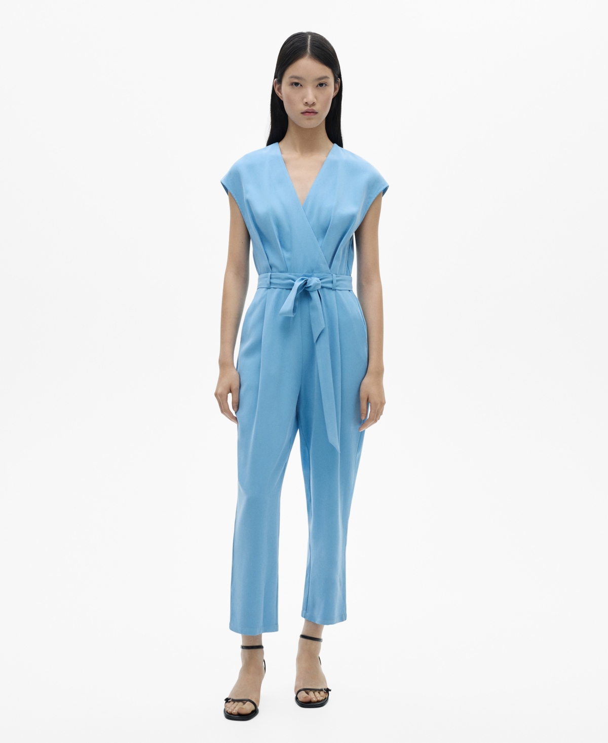 Women's Belt Wrap Jumpsuit - Blue