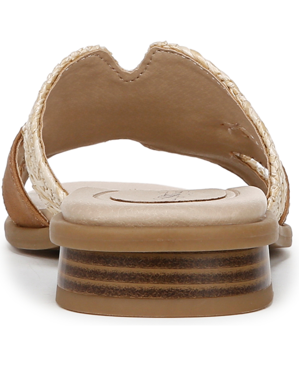 Shop Lifestride Women's Royalty Bit Square Open Toe Slide Sandals In Natural Faux Leather,raffia Fabric