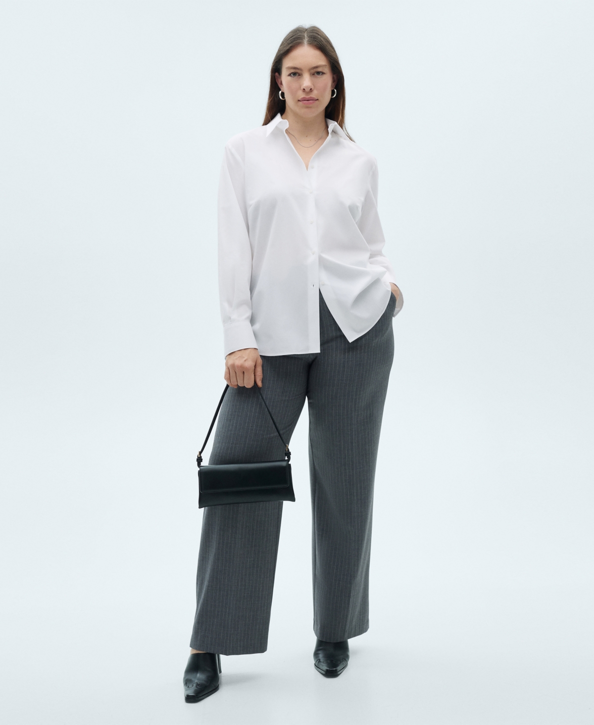 Mango Women's Regular Cotton Lyocell Blend Shirt