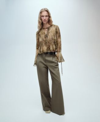 Women's Puffed-Sleeve Printed Shirt