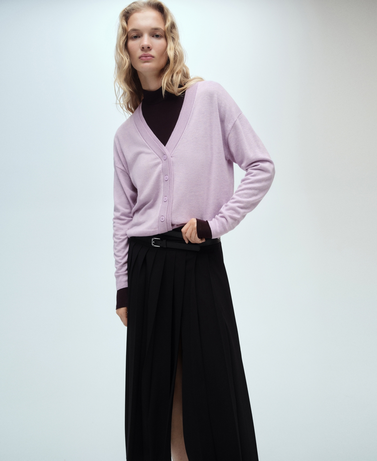 Mango V-neck Cardigan In Light,pastel Purple