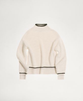 Women's Contrasting Details Perkins Neck Jersey Sweater