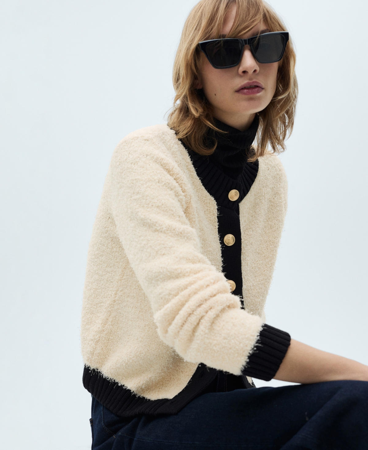Mango Women's Contrasted Buttons Sweater In Ecru
