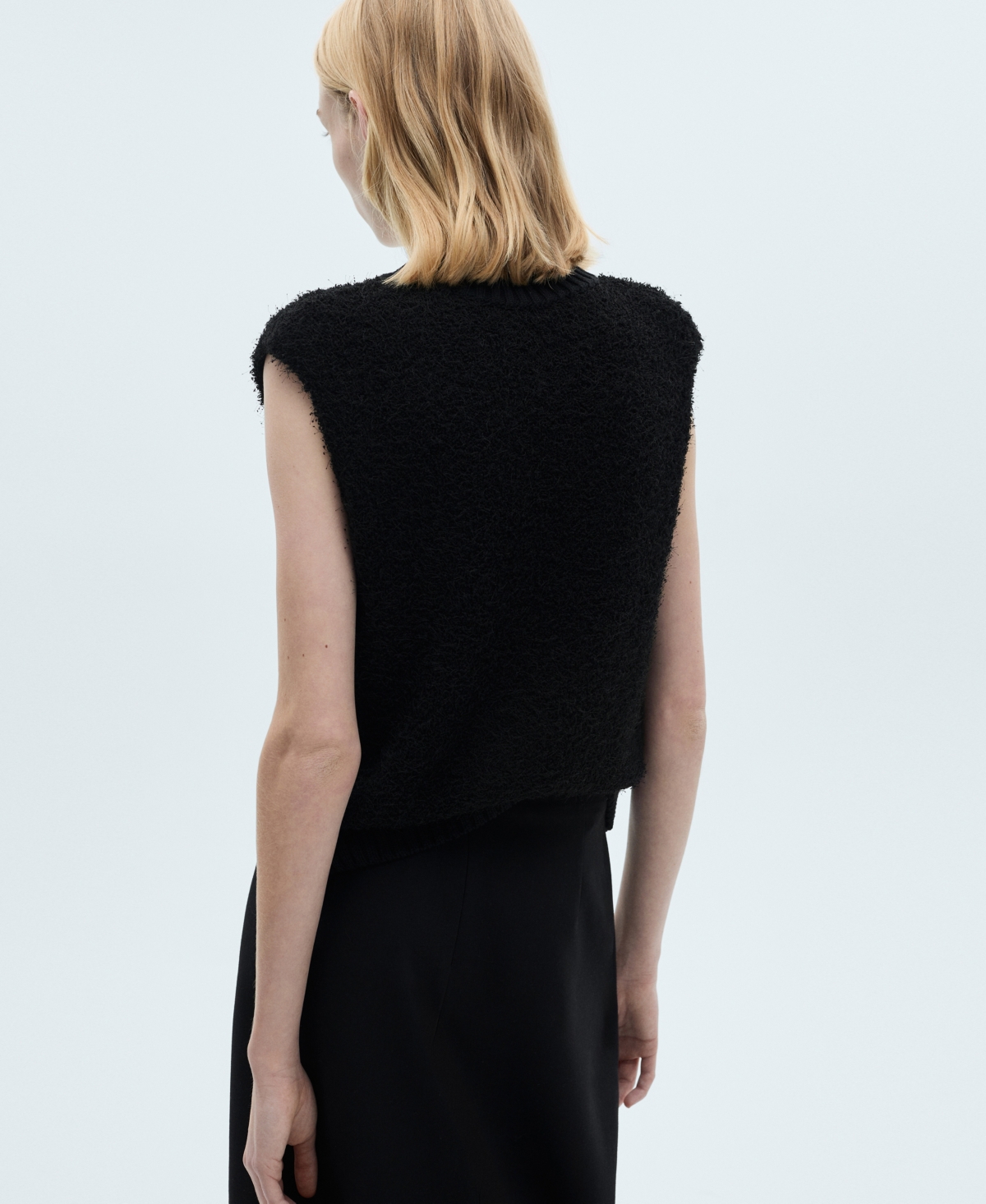Mango Button-up Sweater Vest In Black
