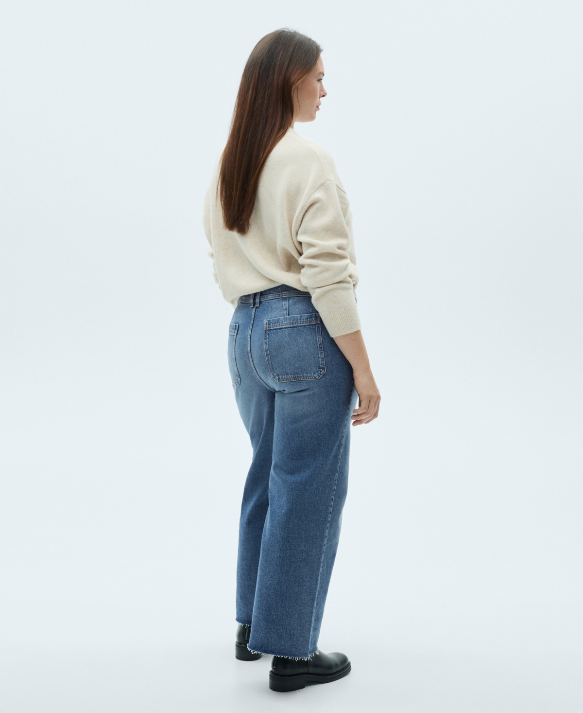 Shop Mango Women's Catherin Culotte High-rise Jeans In Medium Blue
