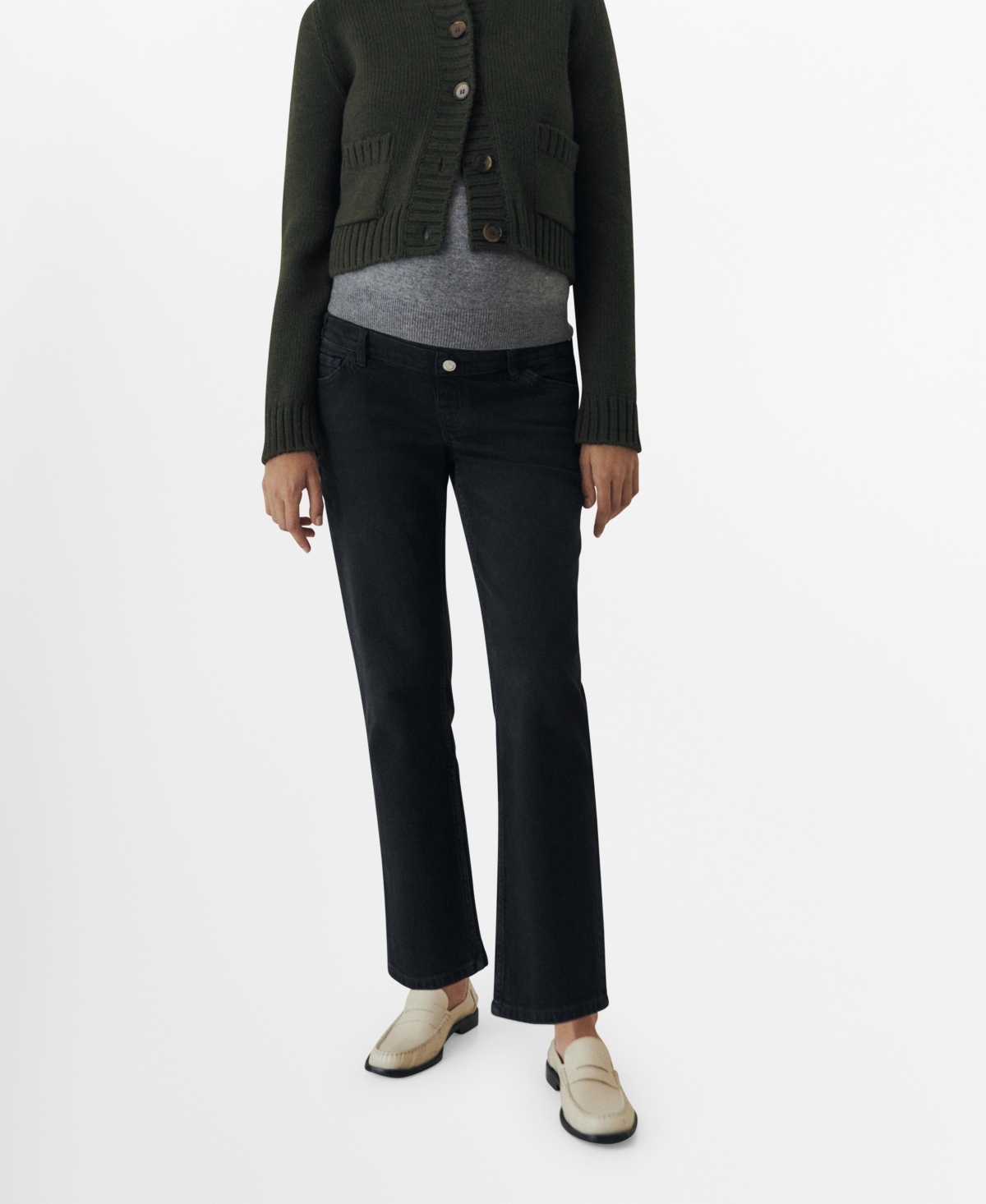 Women's Maternity Flared Jeans - Black Denim