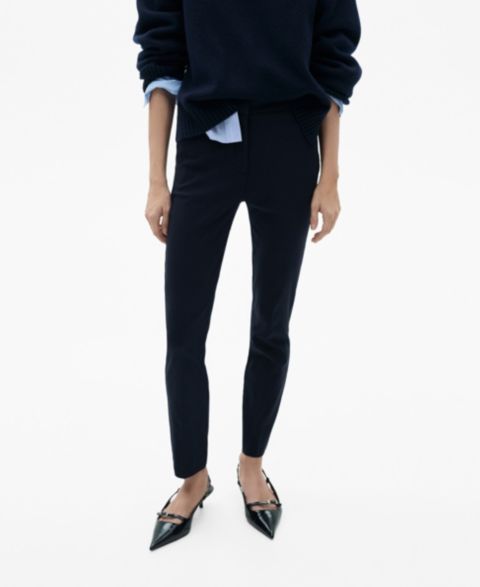 Женские брюки Mango Crop Skinny, цвет: Тёмный тёмно-синий