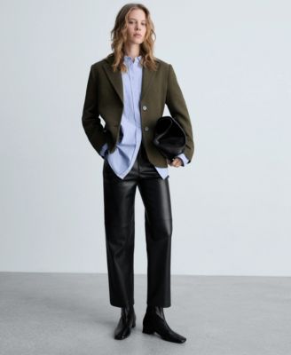 Women's Leather-Effect Straight Pants