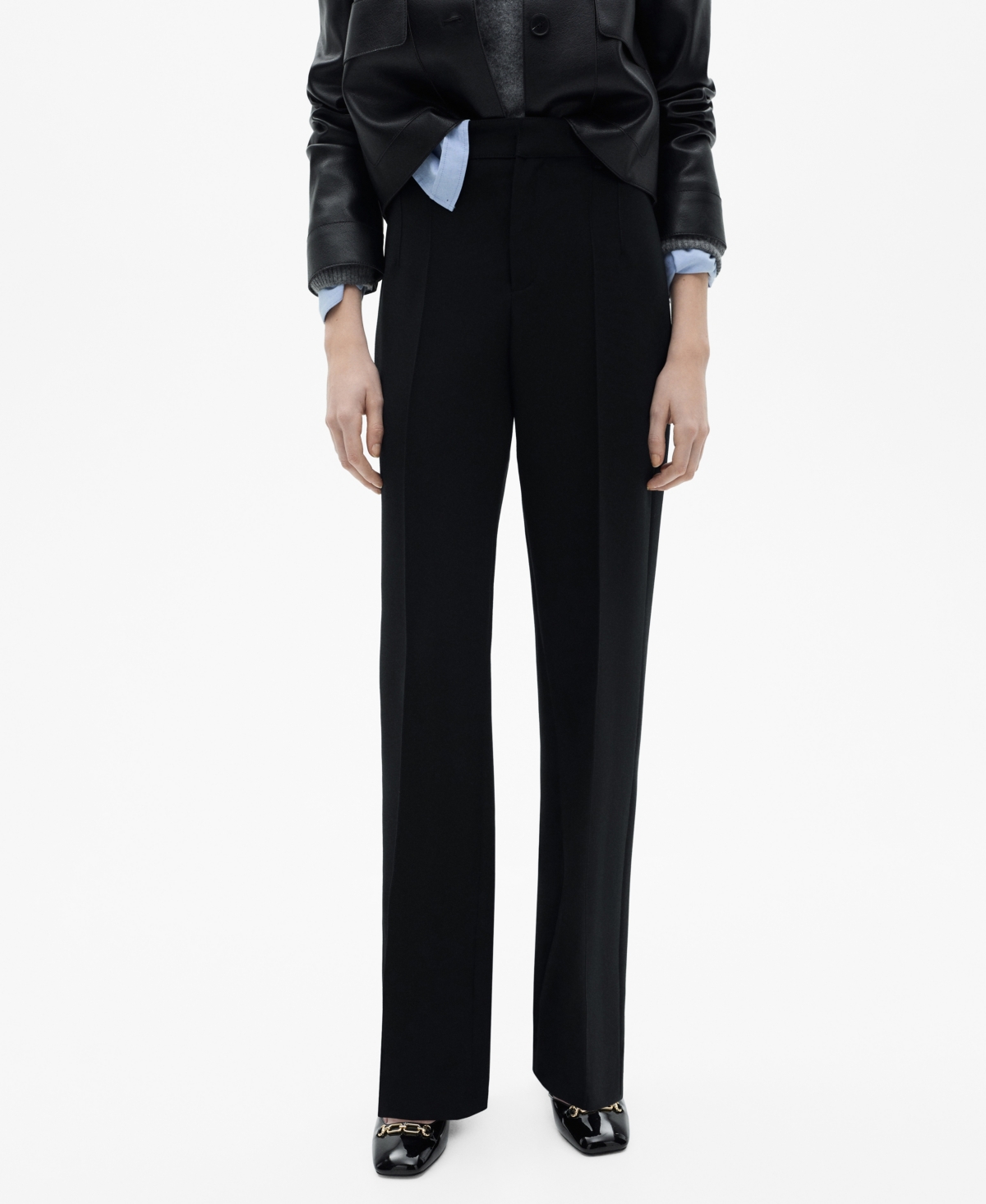 Mango Women's Straight-fit Pleated Pants In Black