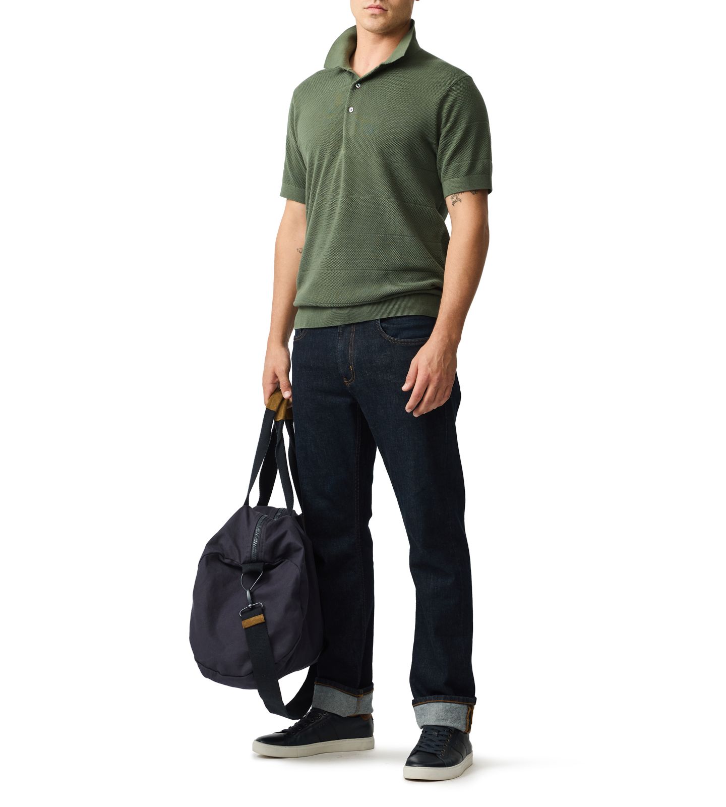 Мужское поло Rodd & Gunn Masons Flat Knit Polo Shirt, цвет: Тёмно-зелёный — фото 5